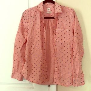 Pink & White Striped Button Up